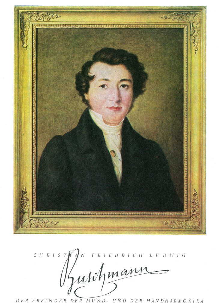 Portrait peint de Christian Friedrich Ludwig Buschmann, inventeur de l'harmonica